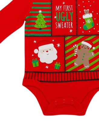 Baby Boy or Baby Girl My 1st Ugly Holiday Sweater Bodysuit