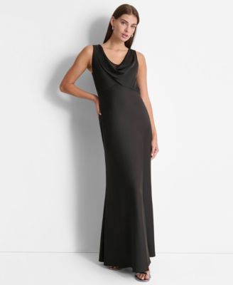 【Donna Karan New York】Cowl-Neck Gown Donna Karan New York Women's High-Neck Fringe Gown - Macy's