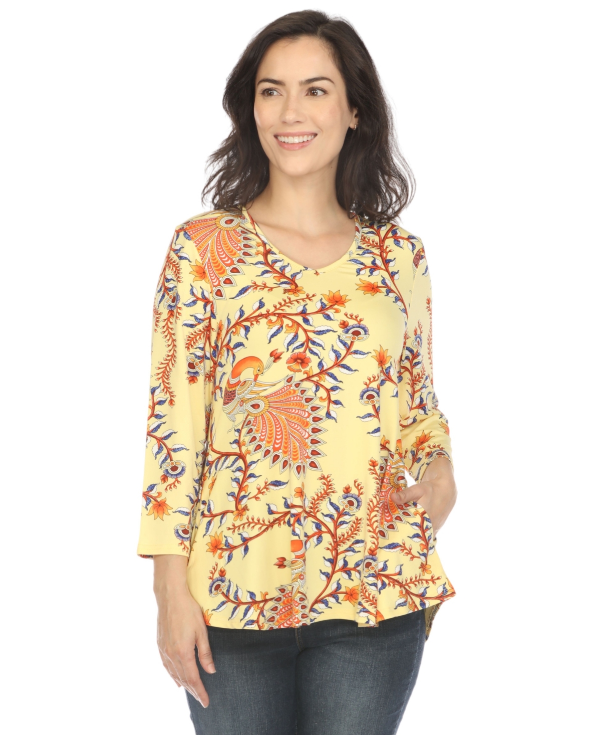 WHITE MARK WOMEN'S VIBRANT BOHO SWING TOP