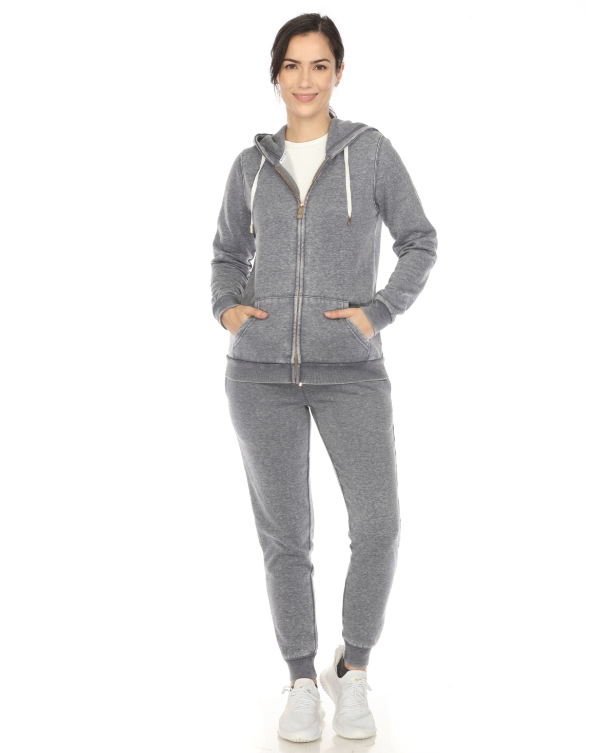 White Mark Women's Burnout Jogger Set In Grey