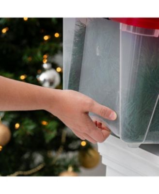 USA 4Pack 19qt Christmas Plastic Storage Bin with Lid and Secure Latching Buckles, Clear/Red