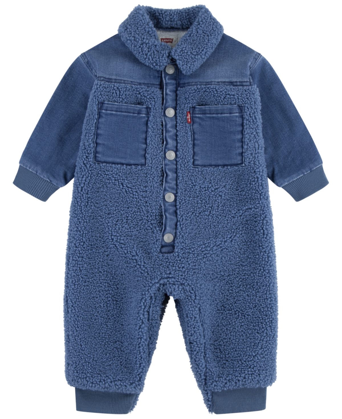 Levi's Infant Boys Denim Sherpa Coverall In Blue Horizon