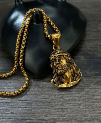 Gold Jesus Christ Stainless Steel Pendant Necklace