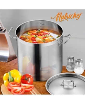 Stainless Steel Cookware Stockpot - 35 Quart, Heavy Duty Induction Pot, Soup Pot With Stainless Steel Lid