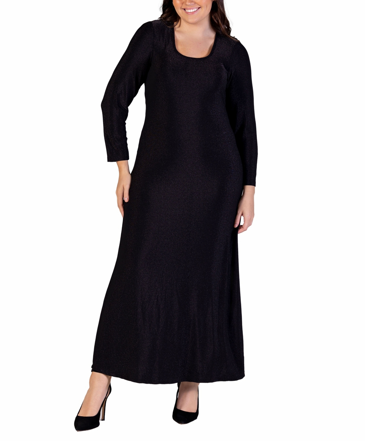 24seven Comfort Apparel Plus Size Long Sleeve Maxi Dress