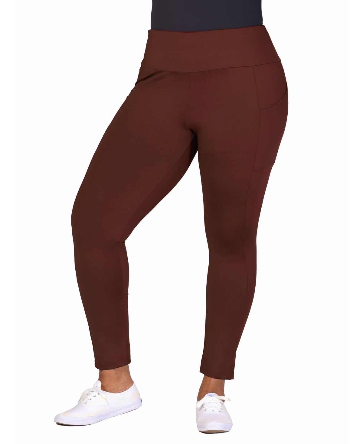 24SEVEN COMFORT APPAREL PLUS SIZE ANKLE LEGGINGS WITH SIDE POCKET 
