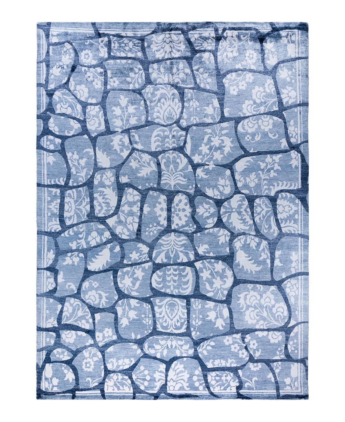 Adorn Hand Woven Rugs Indian Ooak M7563 9'1''x12'3'' Area Rug - Blue