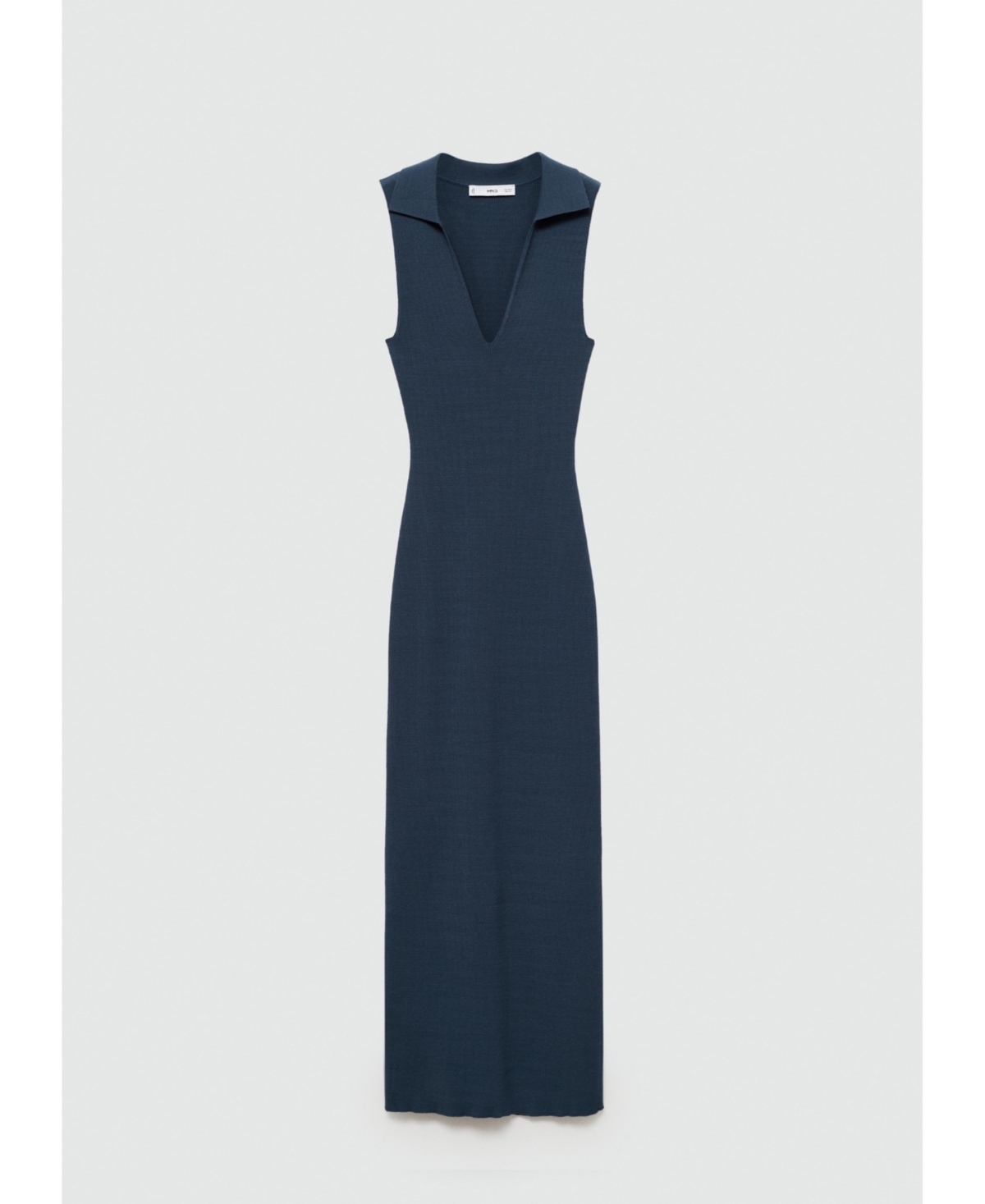 Mango Lapel Knitted Midi Dress Dark Navy In Dark Navy