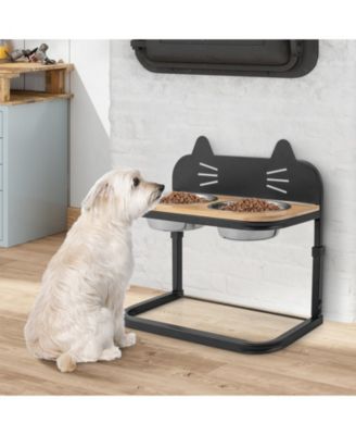 Elevated Pet Feeder with 2 Stainless Steel Bowls for Cats and Small and Medium Dogs