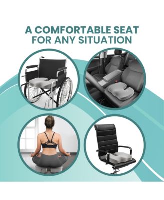 Gel-Enhanced Memory Foam Seat Cushion, Velour Ergonomic Orthopedic Comfort Pad, Ideal Pillow for Office Desk Chair, Wheelchair, Car & Truck