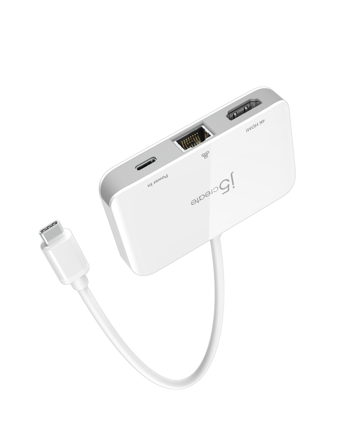 j5create Usb-c to 4K Hdmi Ethernet Adapter, JCA351 - pure,  pristine white hue