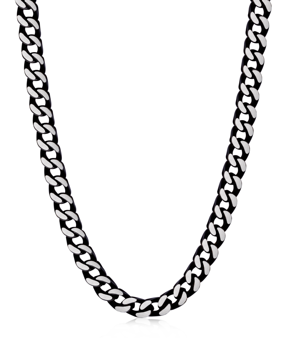 Black Silver Box Chain Stainless Steel Necklace - Black