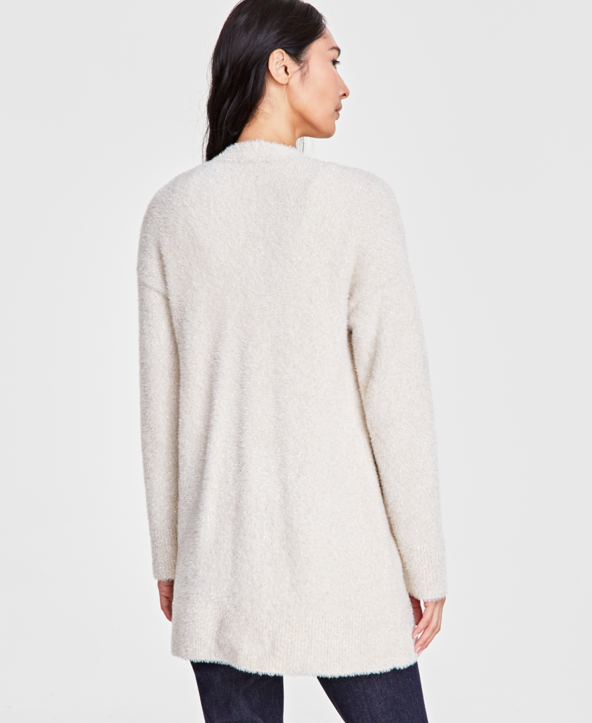 INC INTERNATIONAL CONCEPTS WOMEN'S METALLIC-EYELASH CARDIGAN, CREATED FOR MACY'S 