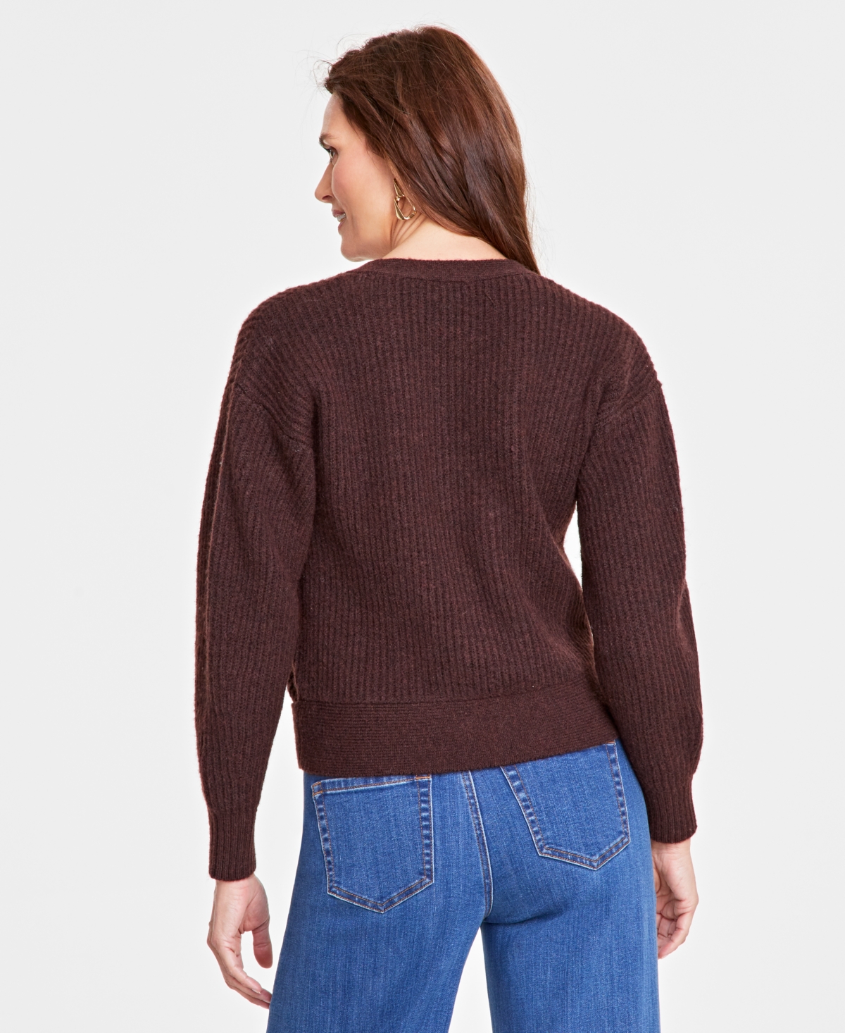 INC INTERNATIONAL CONCEPTS WOMEN'S BUCKLE-FRONT SWEATER, CREATED FOR MACY'S 