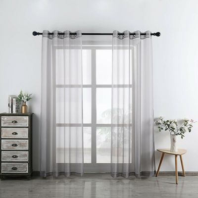 2 Piece Designer Sheer Voile Grommet Top Window Curtains