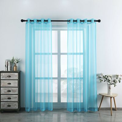 2 Piece Designer Sheer Voile Grommet Top Window Curtains