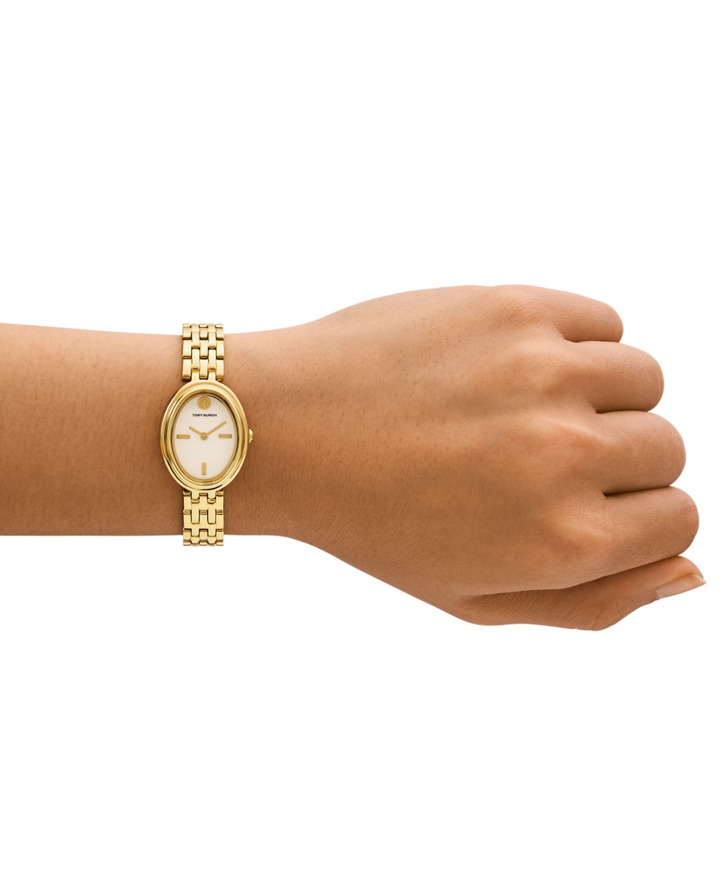 Женские часы Tory Burch The Oval Gold-Tone Stainless Steel Bracelet Watch 22mm — фото 4