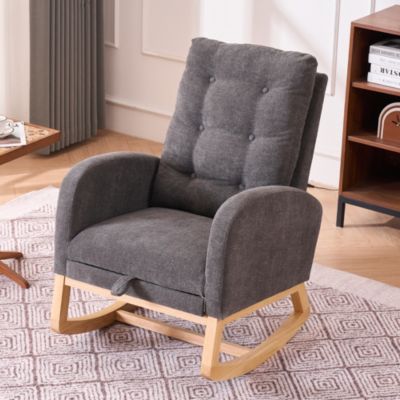 Plush Rocking Lounge Chair with Side Pocket for Relaxation and Support