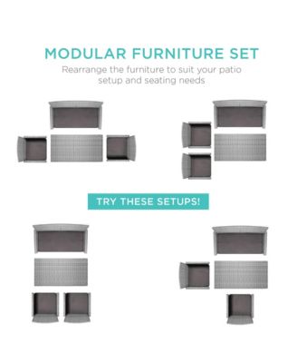 Best Choice Products 4-Piece Outdoor Wicker Patio Conversation Furniture Set w/ Table, Cushions