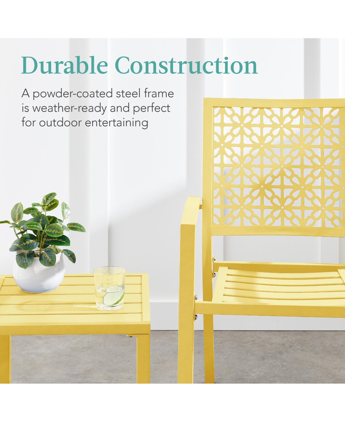 Best Choice Products 3-Piece Stackable Patio Bistro Set, Outdoor Chat Furniture w/ 2 Chairs, Table