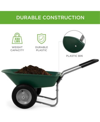 Dual-Wheel Home Wheelbarrow Yard Garden Cart for Lawn, Construction