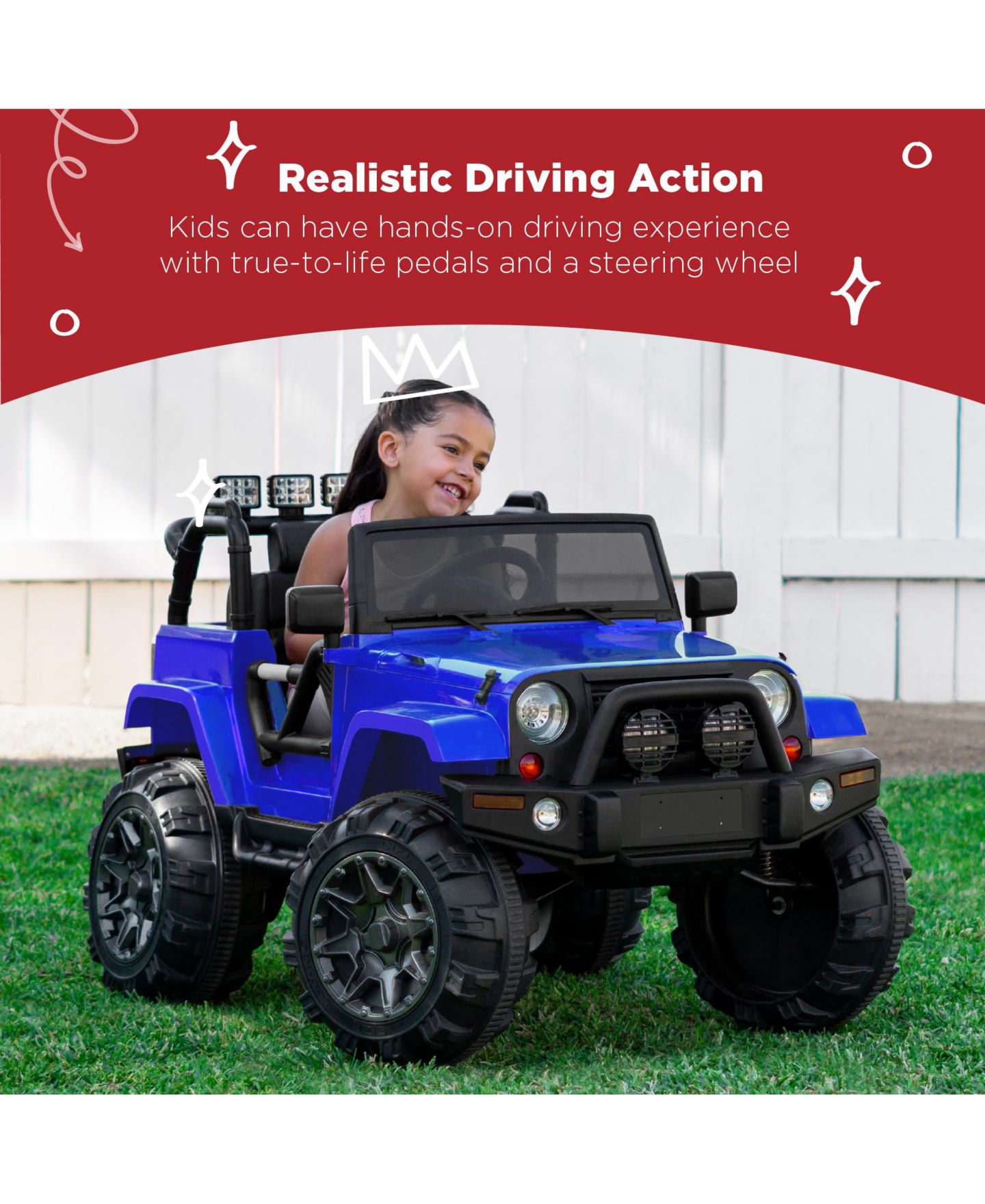 Детская игрушка Best Choice Products 12V Kids Ride-On Truck with Remote Control and Spring Suspension, 65 lbs Capacity, Ages 3+, цвет: Синий — фото 2