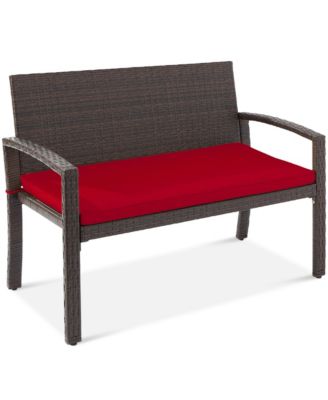 2-Person Wicker Frame 700lb Capacity Cushion Outdoor Patio Garden Bench