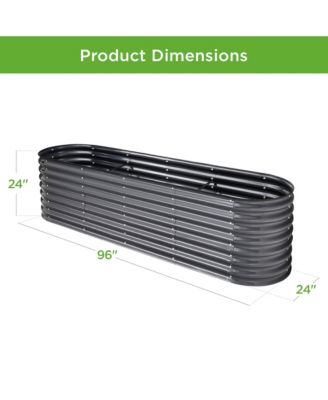 8x2x2ft Metal Raised Garden Bed, Oval Outdoor Planter Box w/ 4 Support Bars