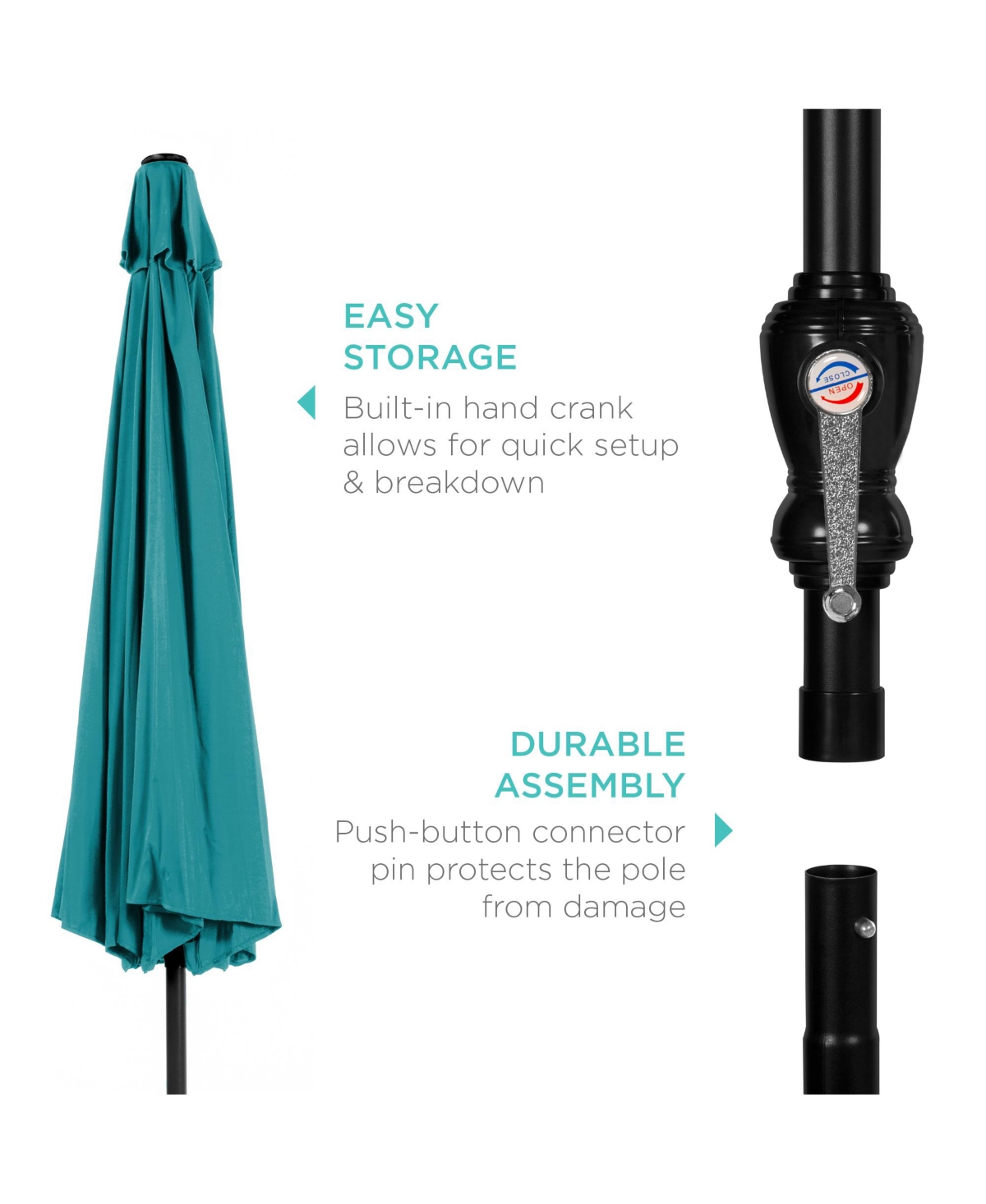 Best Choice Products 10ft Outdoor Steel Market Patio Umbrella w/ Crank, Tilt Push Button, 6 Ribs