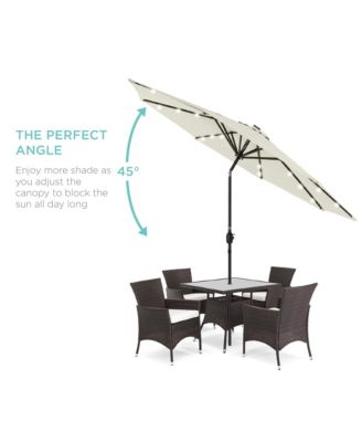 10Ft Solar LED Lighted Patio Umbrella with Tilt Adjustment and UV-Resistant Fabric
