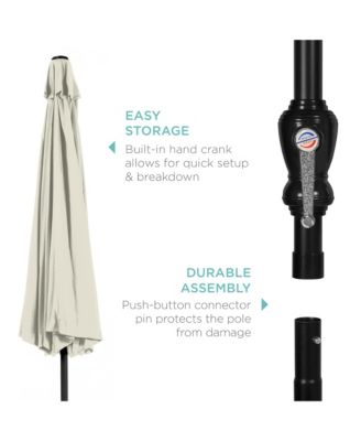 10ft Outdoor Steel Market Patio Umbrella w/ Crank, Tilt Push Button, 6 Ribs