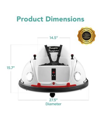 6V Kids Ride On Bumper Car Toy w/ Remote Control, Harness, Lights, 360 Degree Spin