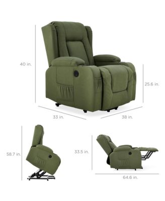  Standard Size  Faux Leather  Power Lift, Massage, Heat, USB Port, Cupholders  Recliner Chair