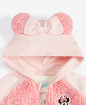 Baby Girls Minnie Mouse Hooded Jacket, Bodysuit & Pants Set