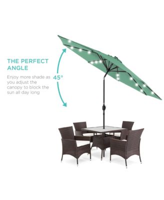 10ft Solar LED Lighted Patio Umbrella w/ Tilt Adjustment, UV-Resistant Fabric