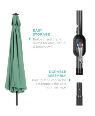 10ft Solar LED Lighted Patio Umbrella w/ Tilt Adjustment, UV-Resistant Fabric
