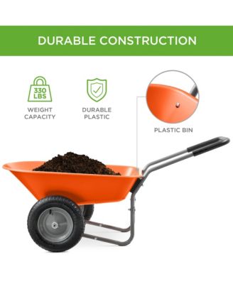 Dual-Wheel Home Wheelbarrow Yard Garden Cart for Lawn, Construction