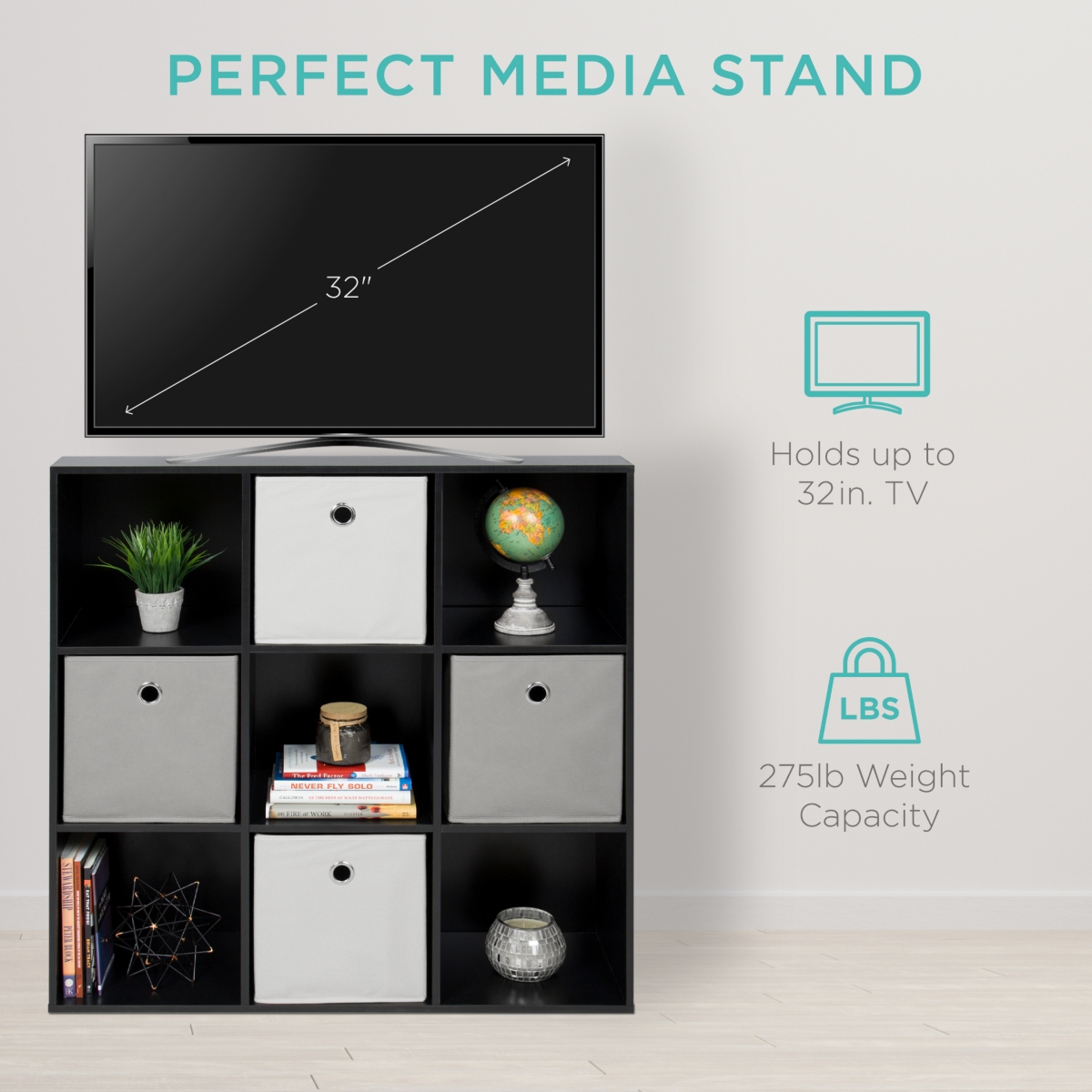 Best Choice Products 9-Cube Bookshelf, Display Storage Compartment Organizer w/ 3 Removable Back Panels