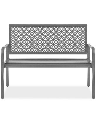 Steel Frame Geometric Backrest Foot Levelers Garden Bench