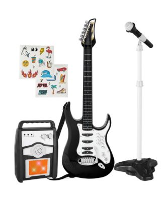 Kids Electric Musical Guitar Toy Play Set w/ 6 Demo Songs, Whammy Bar, Microphone, Amp, AUX