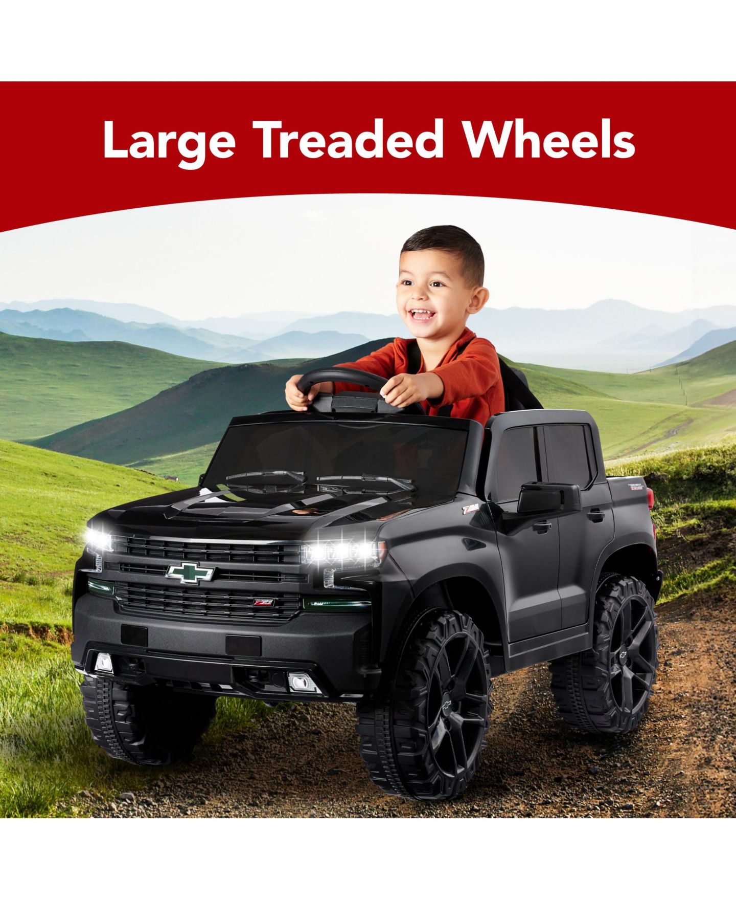 Детская игрушка Best Choice Products Licensed Chevrolet Silverado 12V Remote Control Ride-On Truck, 66 lbs. Capacity, Ages 3-7, цвет: Чёрный — фото 5