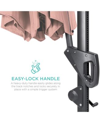 10ft 360-Degree Solar LED Lit Cantilever Patio Umbrella, Outdoor Hanging Shade