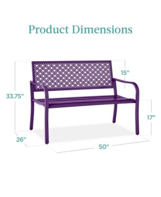 Steel Frame Geometric Backrest Foot Levelers Garden Bench