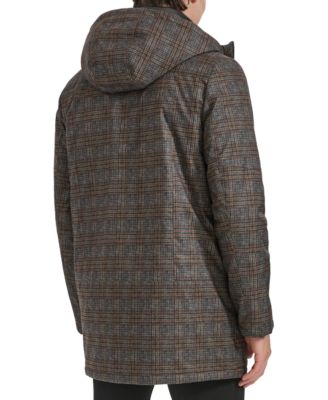 Men's Water-Resistant Hooded Stadium Coat with Removable Puffer Bib