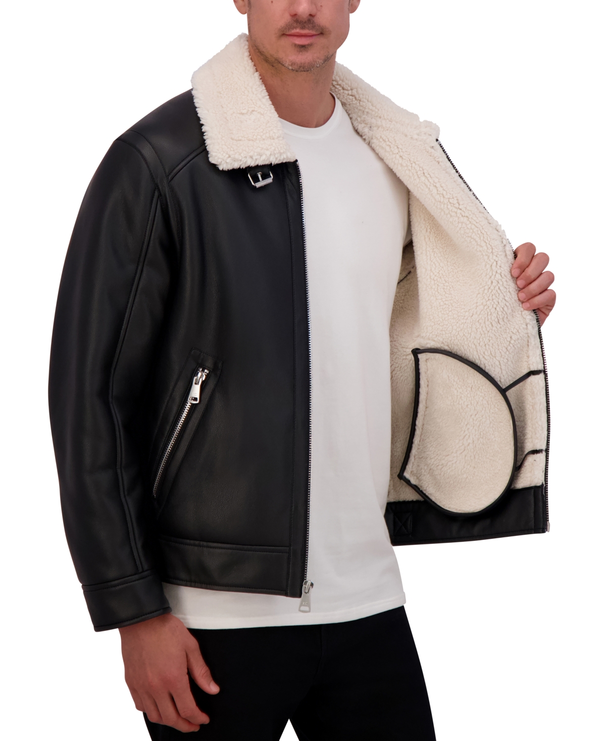 Kenneth Cole Men's Faux-Shearling Moto Jacket