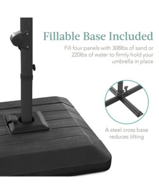 10x10ft 2-Tier Square Outdoor Solar LED Cantilever Patio Umbrella w/ Base Included