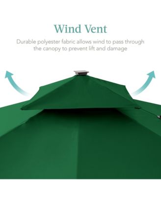 10x10ft 2-Tier Square Outdoor Solar LED Cantilever Patio Umbrella w/ Base Included