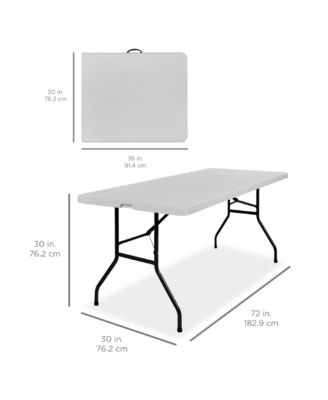 6ft Plastic Folding Table, Indoor Outdoor Heavy Duty Portable w/ Handle, Lock