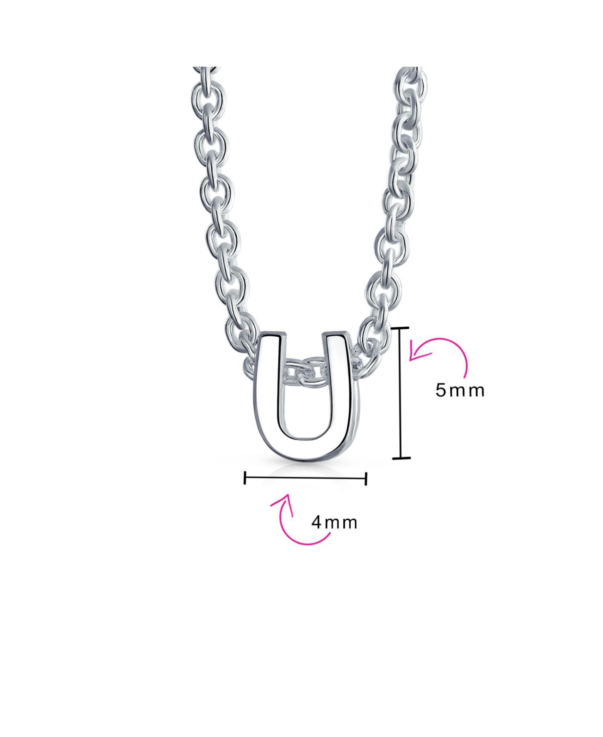 Bling Jewelry Tiny Block Letters Alphabet Pendant 925 Sterling Silver Initial Necklace For Women