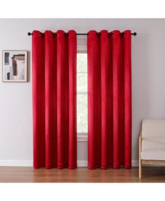 1 Piece Priscilla Light Filtering Grommet Top Embossed Leaves Jacquard Window Curtain Panel - Champagne